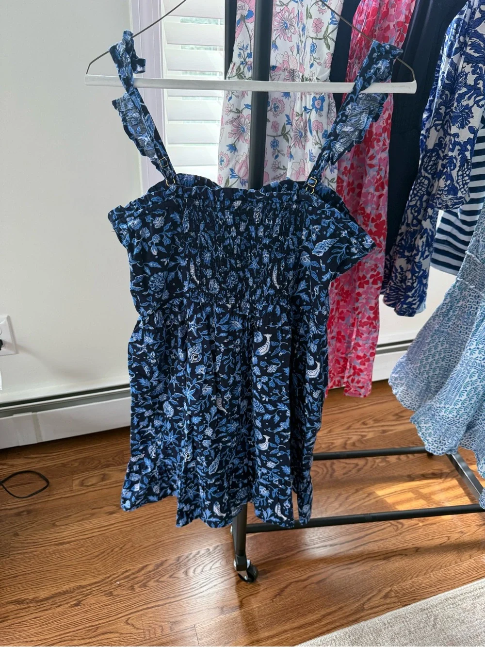Vineyard Vines Navy Dress with Light Blue Floral Print